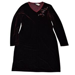 Vintage Danielle Casey Floral Embroidered Whimsygoth Velvet Witchy Dress Sz 14